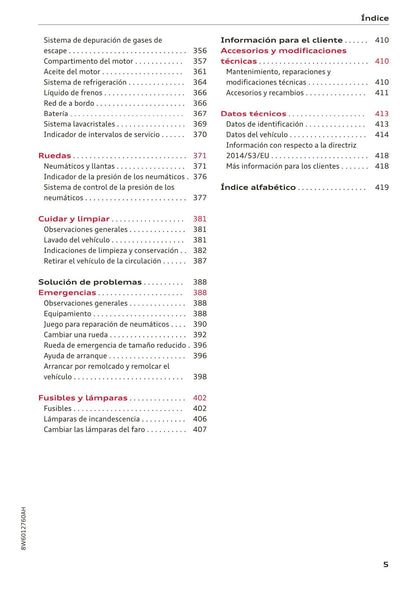 2017-2020 Audi A5 Bedienungsanleitung | Spanisch