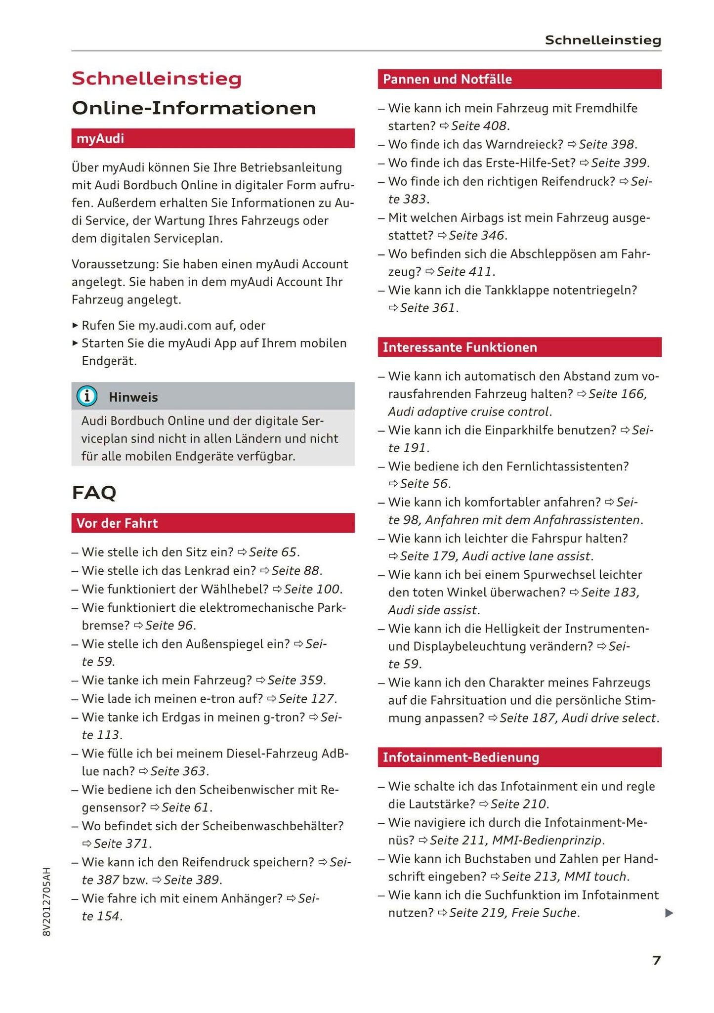 2016-2018 Audi A3 Bedienungsanleitung | Deutsch