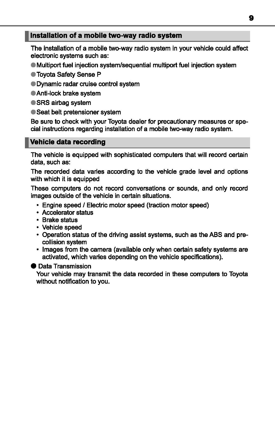 2020 Toyota Sequoia Bedienungsanleitung | Englisch