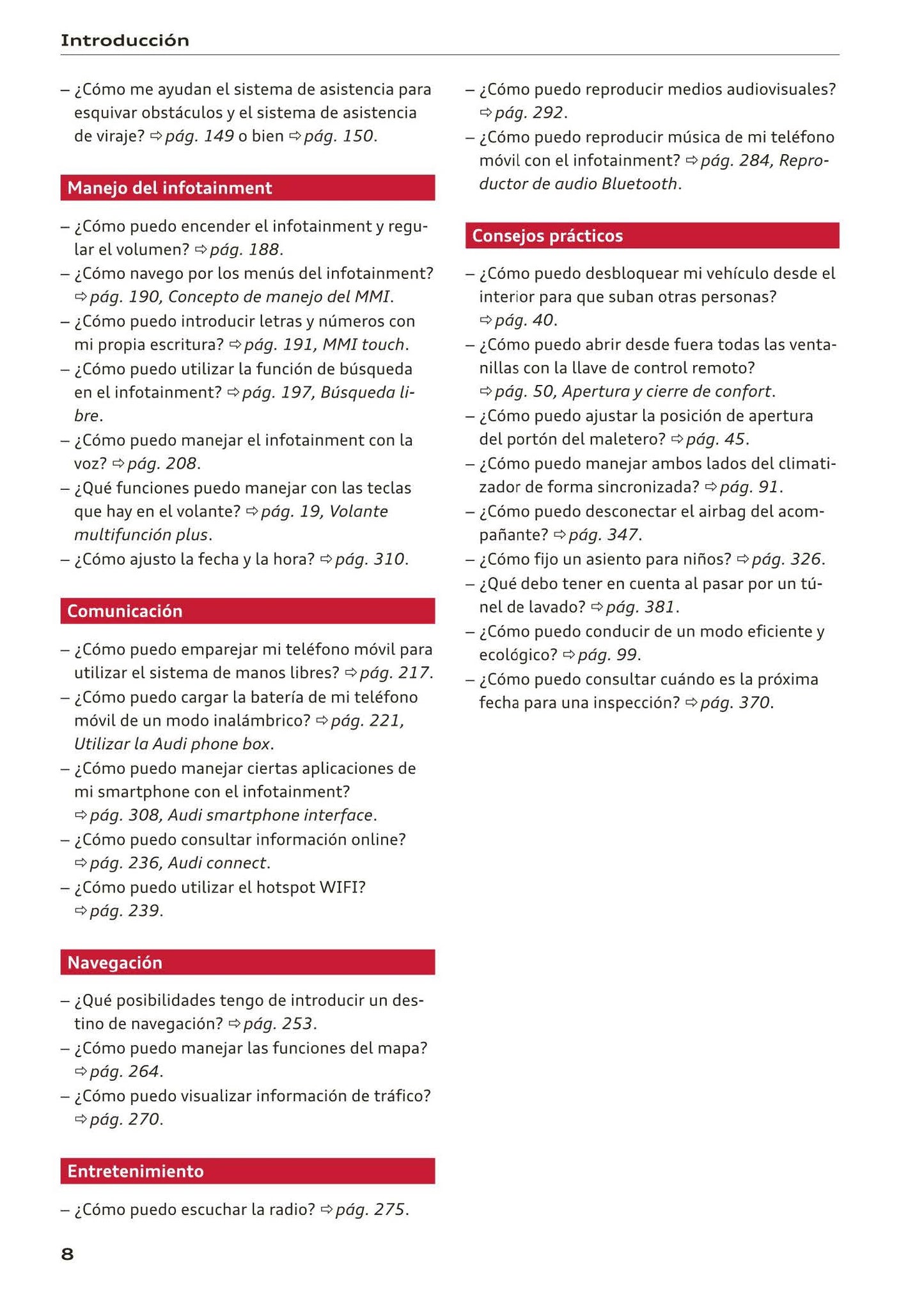 2017-2020 Audi A5 Bedienungsanleitung | Spanisch