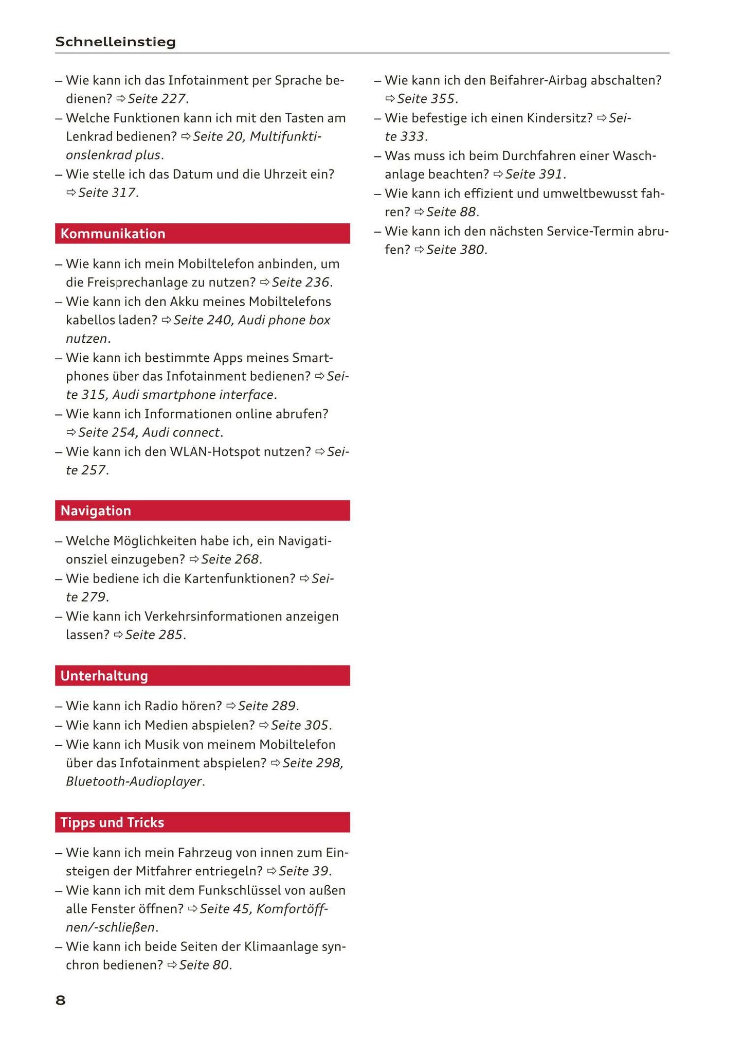 2016-2018 Audi A3 Bedienungsanleitung | Deutsch