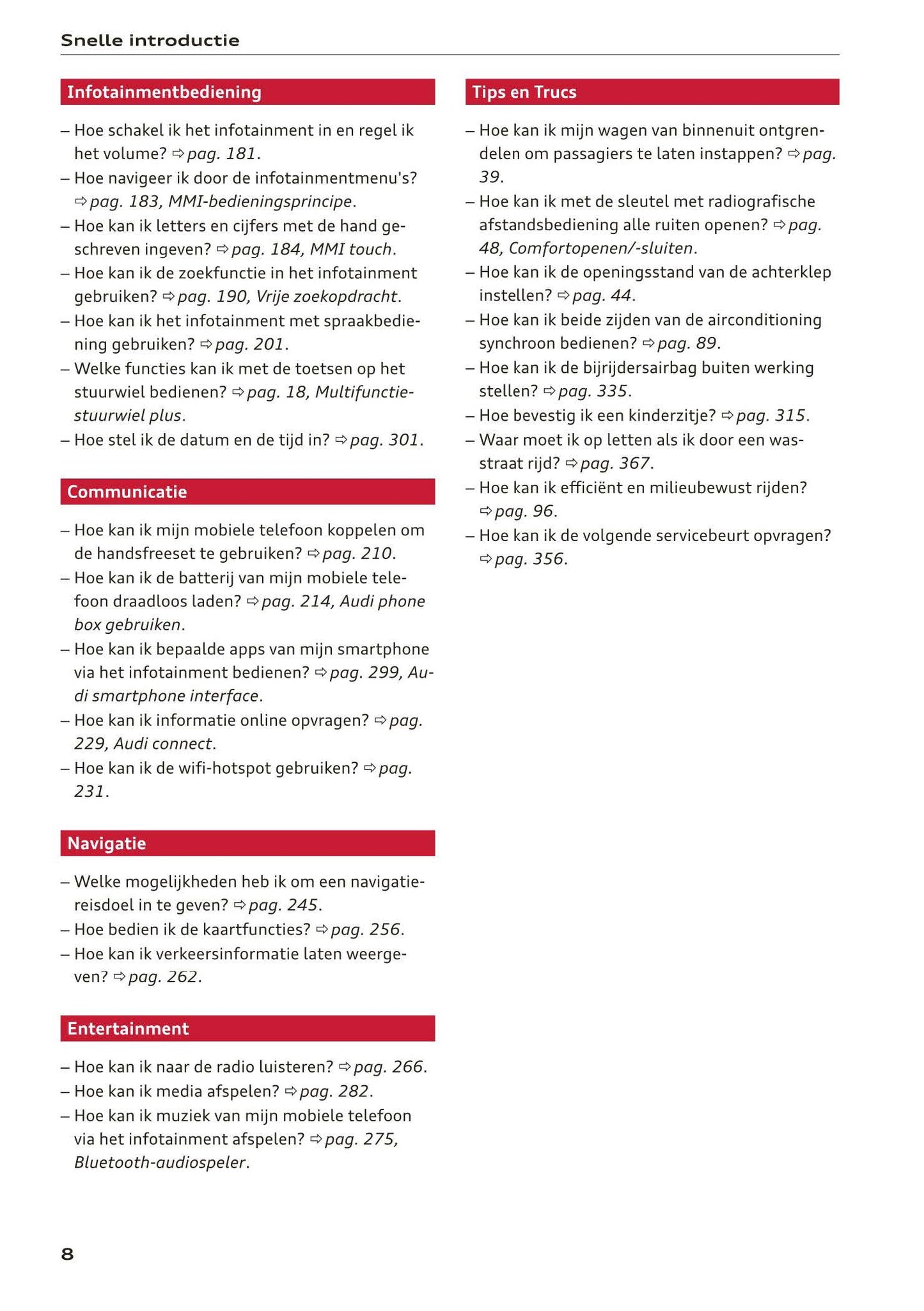 2017-2020 Audi A5/A5 Cabriolet/A5 Coupé/A5 Sportback/A5 Sportback g-tron Owner's Manual | Dutch