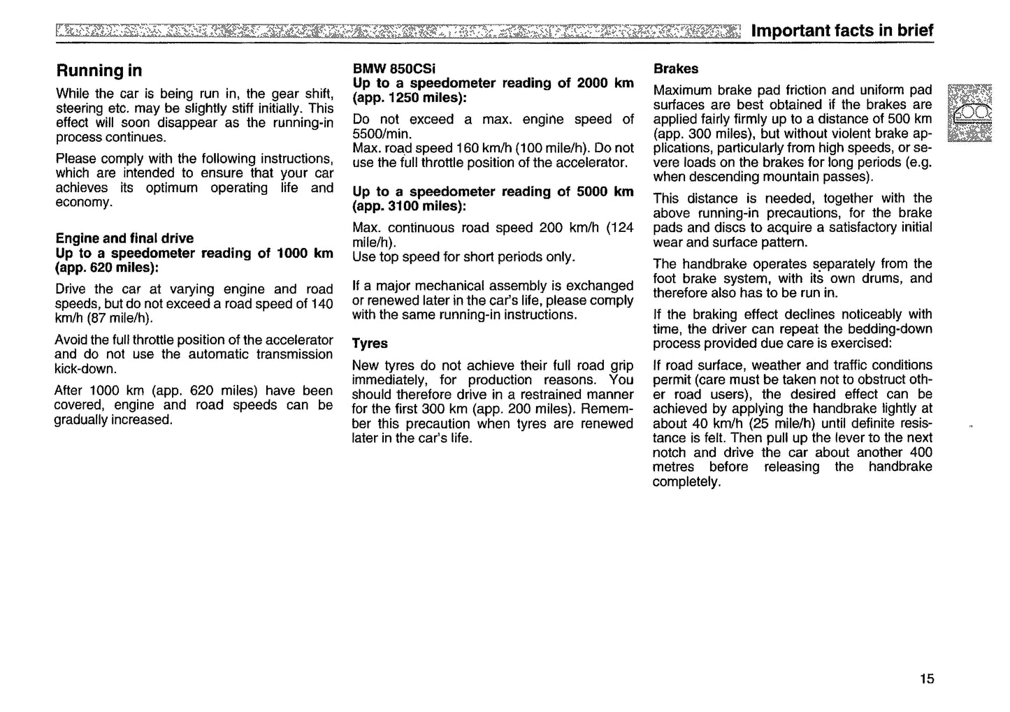 1991 BMW 8 Series Owner's Manual | English
