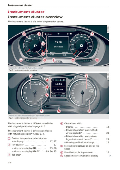 2016-2018 A3 Audi Bedienungsanleitung | Englisch