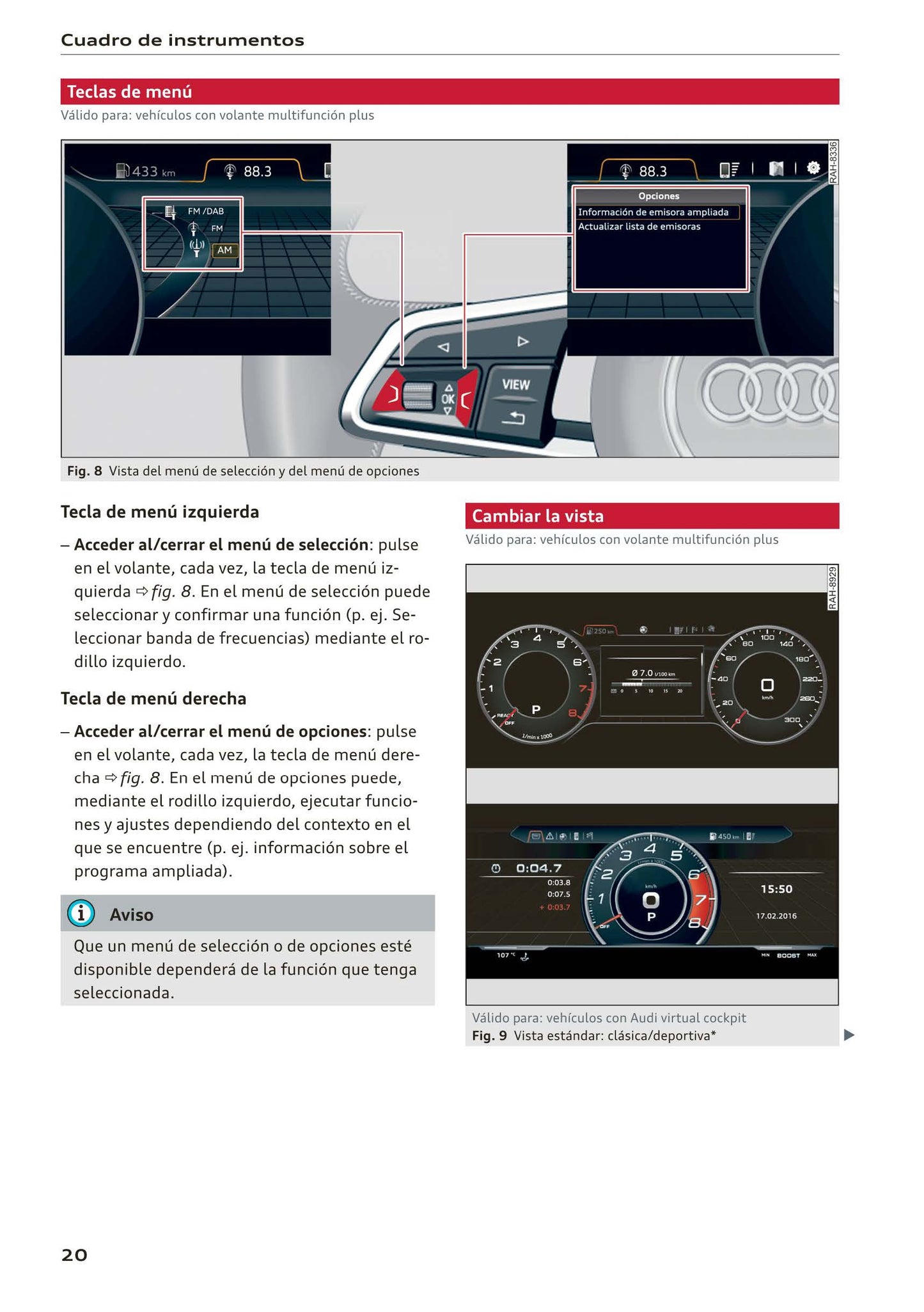 2017-2020 Audi A5 Bedienungsanleitung | Spanisch