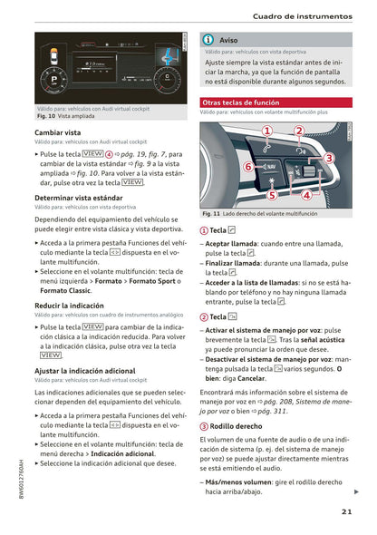 2017-2020 Audi A5 Bedienungsanleitung | Spanisch