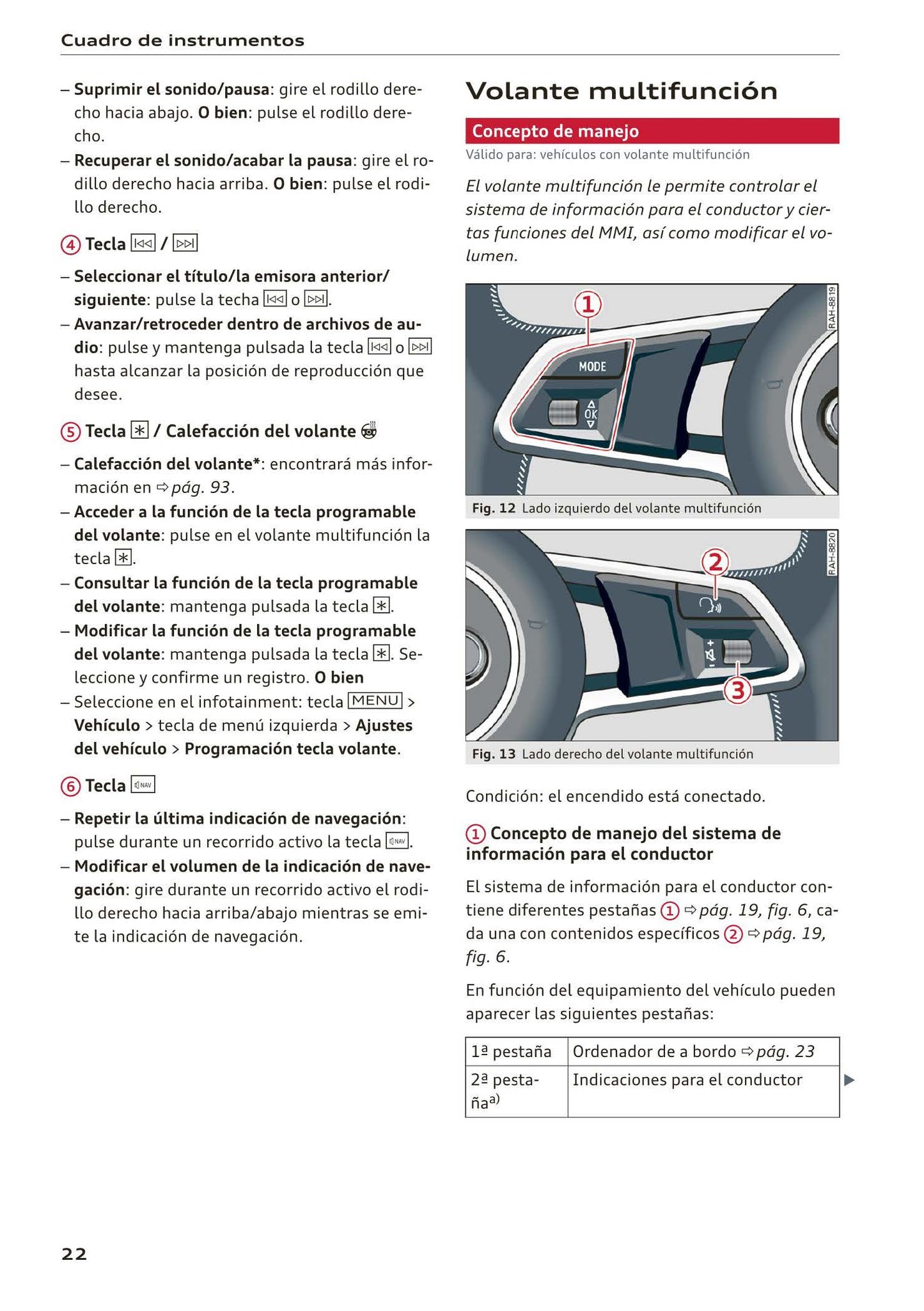 2017-2020 Audi A5 Bedienungsanleitung | Spanisch