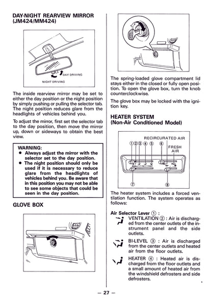 1986 Suzuki Samurai Owner's Manual | English