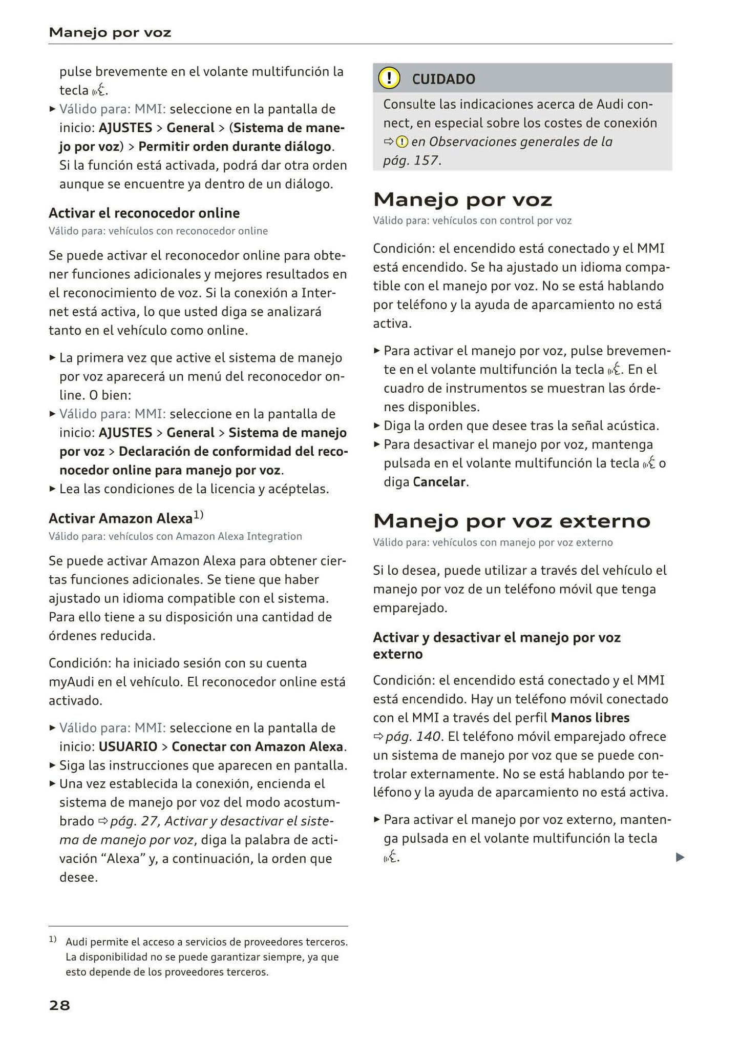 2018-2023 Audi A1 Bedienungsanleitung | Spanisch