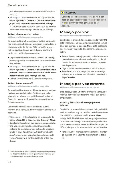 2018-2023 Audi A1 Bedienungsanleitung | Spanisch