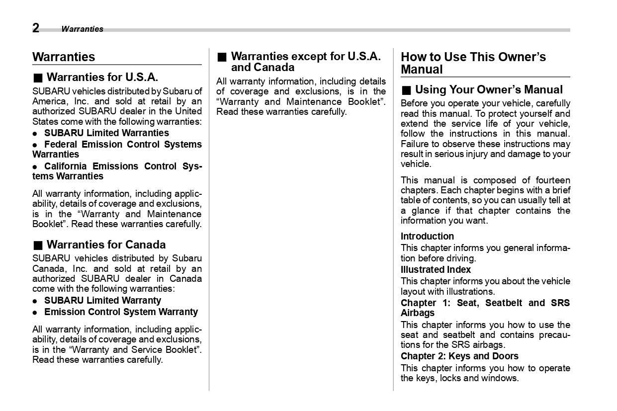 2022 Subaru WRX Gebruikershandleiding | Engels